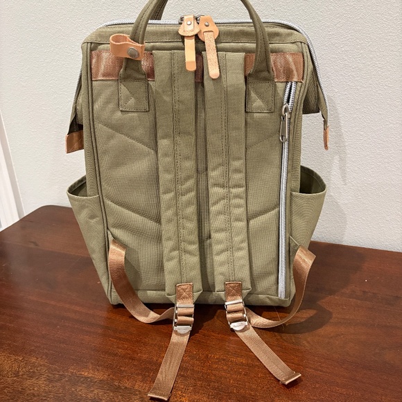 himawari Large Backpack With USB Charging Port - Olive Green - Picture 4 of 11